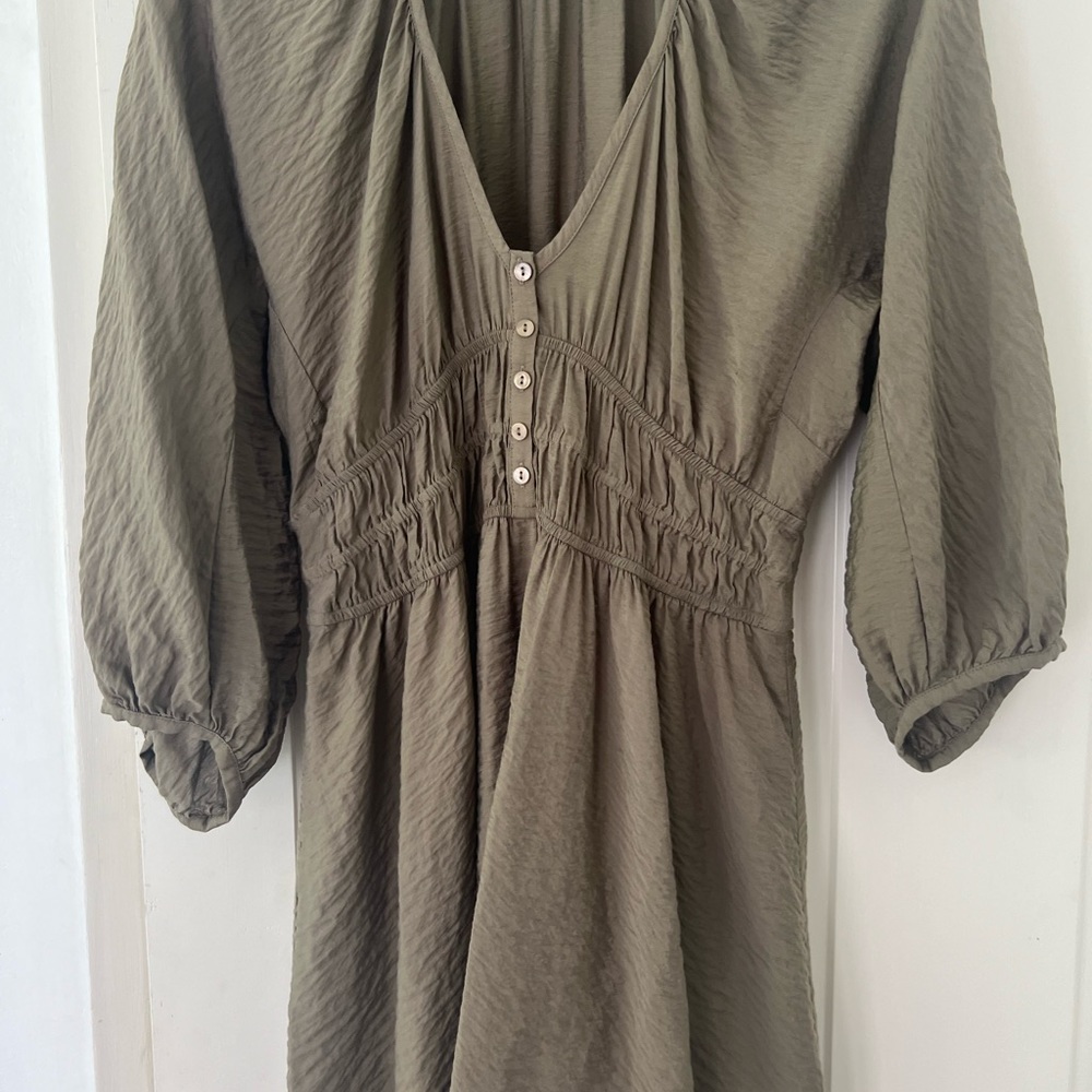 Ba&sh Dress. Olive color. Size 2 French, (US Sz 6). No visible signs of wear.